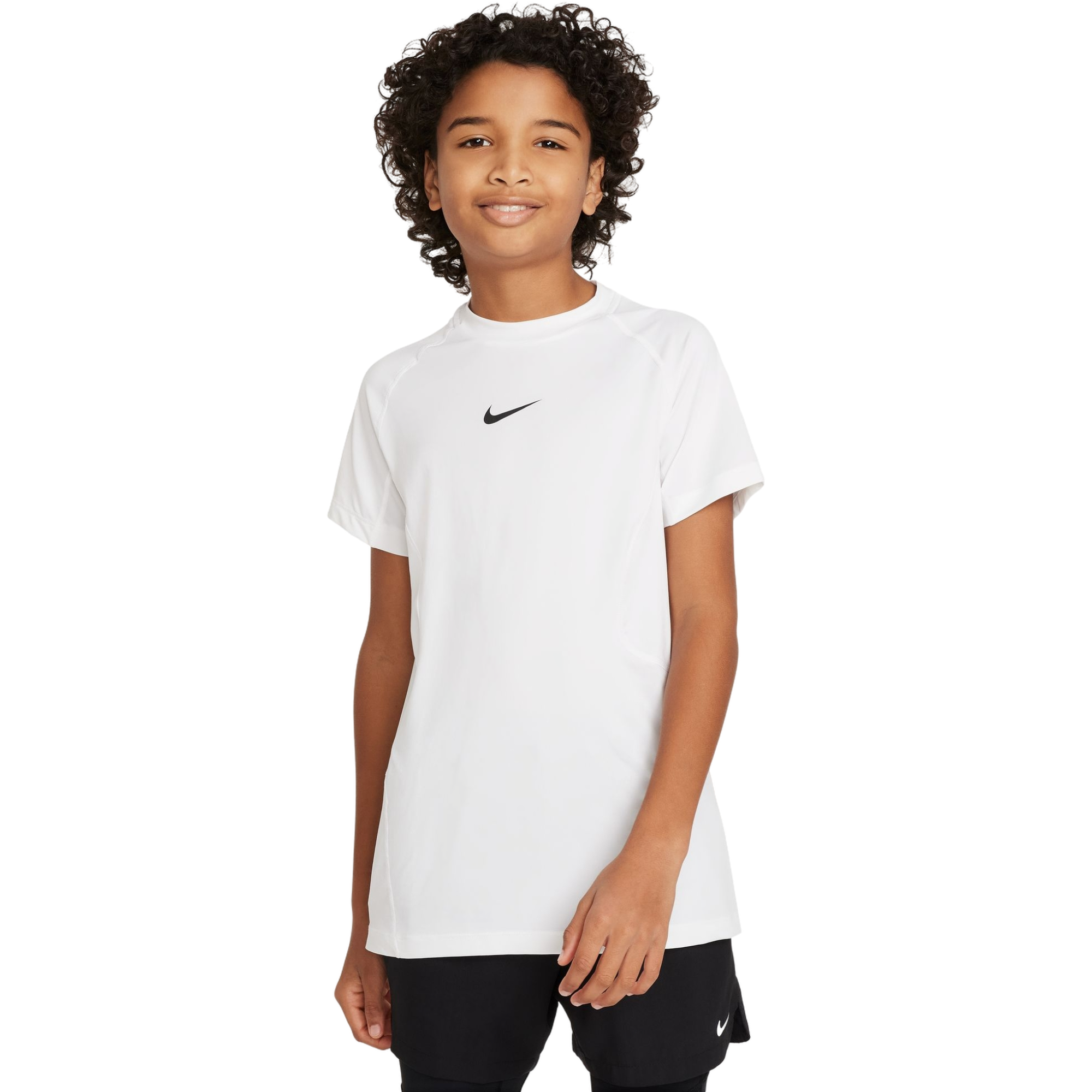 Nike Pro Dri-FIT Short-Sleeve Big Boys' White Top